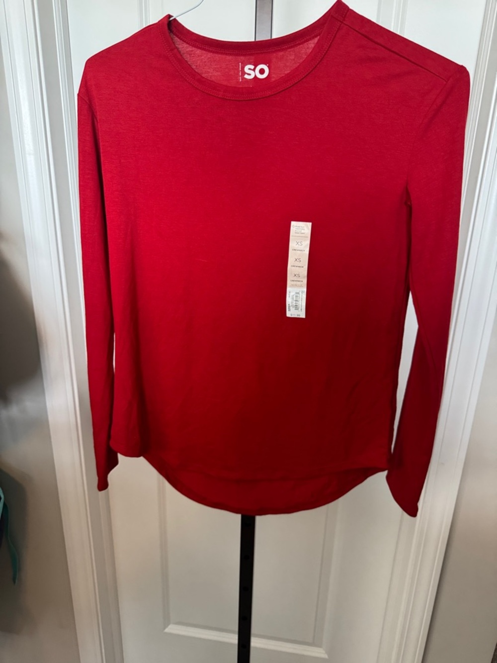 SO Long Sleeve Crewneck Top in Red